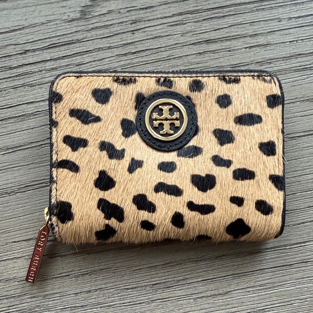 Tory Burch Tan and Black Spotted Wallet